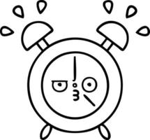 line drawing cartoon alarm clock vector