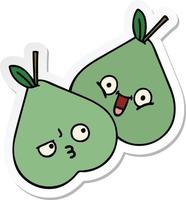 sticker of a cute cartoon green pears vector