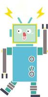 flat color retro cartoon robot vector