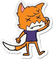 sticker of a cartoon dead fox vector