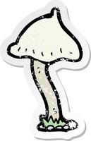 retro distressed sticker of a cartoon mushroom vector