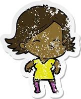 distressed sticker of a cartoon woman vector