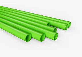 Green plastic pipe for hot water isolated on white background 3d illustration photo