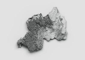 Rwanda Map Flag Shaded relief Color Height map on white Background 3d illustration photo