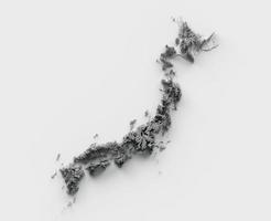 Japan Map Flag Shaded relief Color Height map on white Background 3d illustration photo