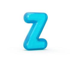 Aqua Blue jelly Z letter isolated on white background - 3d illustration photo