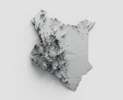 Kenya Map Flag Shaded relief Color Height map on white Background 3d illustration photo