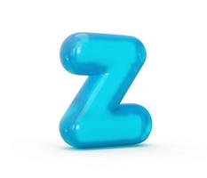 letra z hecha de líquido de gelatina azul aqua. 3d alfabeto minúsculas ilustración 3d