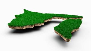 Brunei Map soil land geology cross section with green grass and Rock ground texture 3d illustration photo