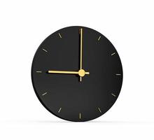 Premium Gold Clock icon isolated on black background. 9 o clock Time icon 3d illustration photo