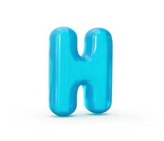 Aqua Blue jelly H letter isolated on white background - 3d illustration photo