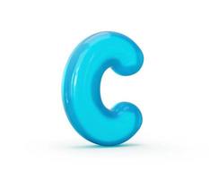 Aqua Blue jelly C letter isolated on white background - 3d illustration photo