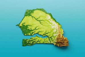 Senegal Map Shaded relief Color Height map on the sea Blue Background 3d illustration photo