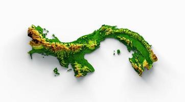 Panama Map Shaded relief Color Height map on White Background 3d illustration photo