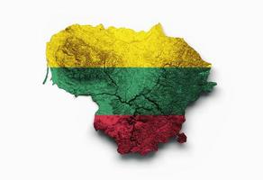 Lithuania Map Flag Shaded relief Color Height map on white Background 3d illustration photo