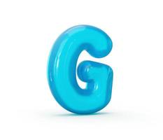 Aqua Blue jelly G letter isolated on white background - 3d illustration photo