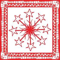 Snowflake with border. Vector print design for Christmas packaging design