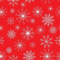 Seamless vector pattern with white snowflakes on a red background. Print for Christmas designs