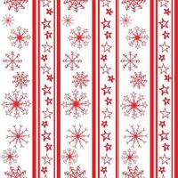 Seamless vector Christmas pattern with red stripes of stars and snowflakes on a white background. Good print for wrapping paper and packaging design