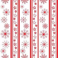 Seamless vector Christmas pattern with red stripes of stars and snowflakes on a white background. Good print for wrapping paper and packaging design