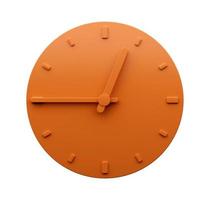 Minimal Orange clock 12 45 o clock quarter to one abstract Minimalist wall clock 3d Illustration photo