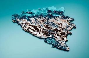 Topographic Bosnia and Herzegovina Map Hypsometric Elevation tint Spectral Shaded relief map 3d illustration photo