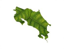 Costa Rica map made of green leaves on soil background ecology concept photo