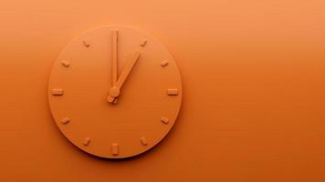 Minimal Orange clock 1 am pm One o'clock abstract Minimalist wall clock 3d Illustration photo