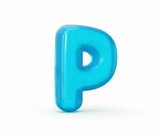 Aqua Blue jelly P letter isolated on white background - 3d illustration photo