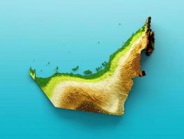 Dubai Map Shaded relief Color Height map on the sea Blue Background 3d illustration photo