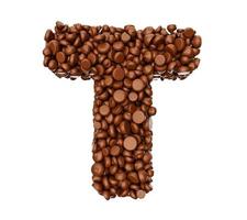 Alphabet T made of chocolate Chips Chocolate Pieces Alphabet Letter T 3d illustration photo