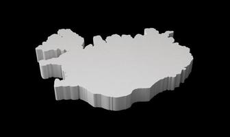 Iceland 3D map Geography Cartography and topology Black and white 3D illustration photo