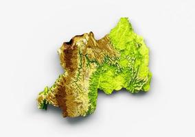 Rwanda Map Shaded relief Color Height map on White Background 3d illustration photo