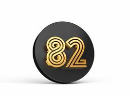 Royal Gold Modern Font. Elite 3D Digit Letter 82 Eighty two on Black 3d button icon 3d Illustration photo