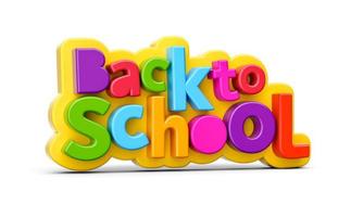 Back to school on white background colorful plastic letters for kids 3d illustration photo