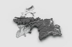 Tajikistan Map Flag Shaded relief Color Height map on white Background 3d illustration photo