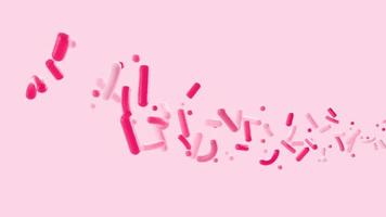 Pink and white sprinkles colored on light pink background 3d illustration photo