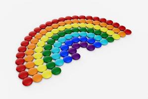 caramelos de colores haciendo arco iris sobre fondo blanco ilustración 3d foto