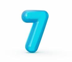 Blue jelly digit 7 Two isolated on white background Jelly colorful alphabets numbers for kids 3d illustration photo