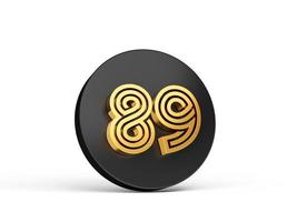 Royal Gold Modern Font. Elite 3D Digit Letter 89 Eighty nine on Black 3d button icon 3d Illustration photo