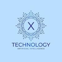 letter X technology boundaries artificial intelligence initial vector logo design element