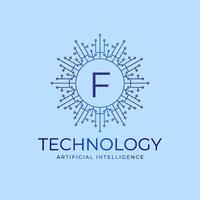 letter F technology boundaries artificial intelligence initial vector logo design element