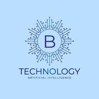 letter B technology boundaries artificial intelligence initial vector logo design element