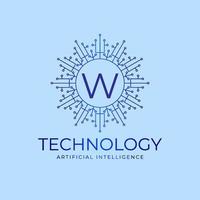 letter W technology boundaries artificial intelligence initial vector logo design element