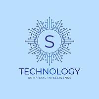 letter S technology boundaries artificial intelligence initial vector logo design element