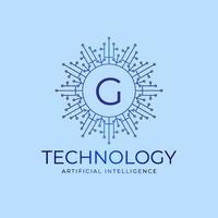 letter G technology boundaries artificial intelligence initial vector logo design element