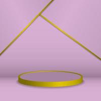 elemento de diseño de vector de fondo vacío de podio 3d rosa y dorado