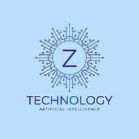 elemento de diseño de logotipo de vector inicial de inteligencia artificial de límites de tecnología de letra z