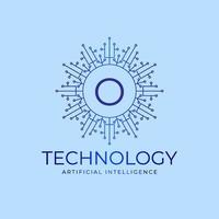 letter O technology boundaries artificial intelligence initial vector logo design element