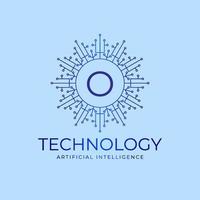 letter O technology boundaries artificial intelligence initial vector logo design element